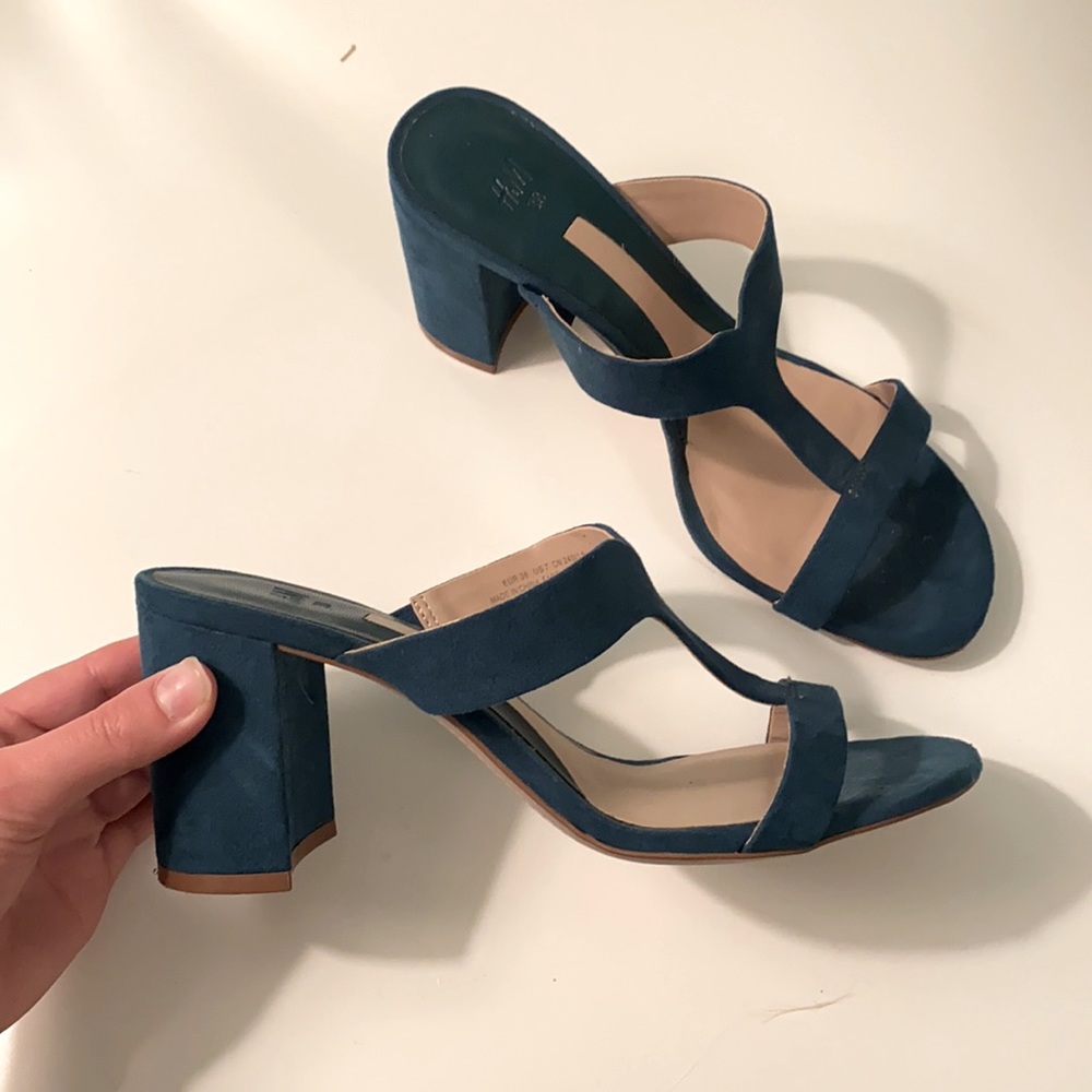 Emerald suede heels